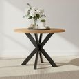 Viento Oak - Sunburst Round Dining Table - 4 Seater - 110cm - with Black Spider Legs