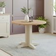 Lundy Round Drop Leaf Dining Table - 2 Seater - 30cm-90cm - Ivory Painted