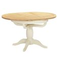 Lundy Round Extending Dining Table - 4-6 Seater - 100cm-135cm - Pedestal Base - Ivory Painted