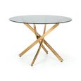 Montero Dining Table - 2 Seater - 100cm - Round - Clear Glass and Gold