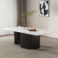 Lorea 6 Seater White Marble Dining Table with Black Base - Sizes Available