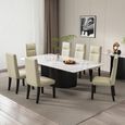 Lorea 6 Seater White Marble Dining Table with Black Base - Sizes Available
