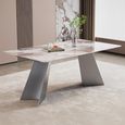 Taurus 6 Seater Beige Marble Dining Table with Dark Grey Base - Sizes Available