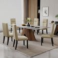 Enterprise 6 Seater Grey Marble Dining Table with Brass Base - Sizes Available