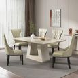 Milan Travertine Beige Engineered Marble 6 Seater Dining Table Sizes Available