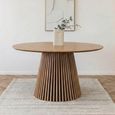 Osaka Round Dining Table - 6 Seater - 140cm - Slatted Base - Oak