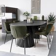 Osaka Round Extending Dining Table - 4-8 Seater - 120cm-240cm - Slatted Base - Black Oak