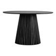 Osaka Round Dining Table - 4 Seater - 120cm - Slatted Base - Black Oak