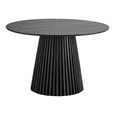 Osaka Round Dining Table - 4 Seater - 120cm - Slatted Base - Black Oak