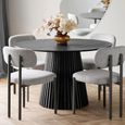 Osaka Round Dining Table - 4 Seater - 120cm - Slatted Base - Black Oak