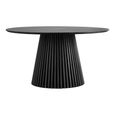 Osaka Round Dining Table - 6 Seater - 140cm - Slatted Base - Black Oak