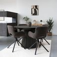 Osaka Round Dining Table - 6 Seater - 140cm - Slatted Base - Black Oak