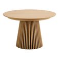 Osaka Round Extending Dining Table - 4-8 Seater - 120cm-240cm - Slatted Base - Oak
