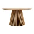 Osaka Round Dining Table - 6 Seater - 140cm - Slatted Base - Oak