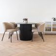 Boavista Dining Table - Oval - Fluted Double Pedestal - 8 Seater - 210cm - Dark Wood