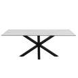 Clearance - Heaven Round Dining Table - 8 Seater - 200cm - White Ceramic and Black - with Star Legs - FSS16518