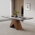 Enterprise Dining Table - Grey Marble - Brass Base - Sizes Available