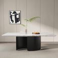 Lorea Dining Table - White Marble - Black Base - Sizes Available
