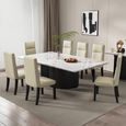 Lorea Dining Table - White Marble - Black Base - Sizes Available