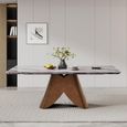 Enterprise Dining Table - Grey Marble - Brass Base - Sizes Available