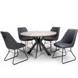 Manhattan Dining Table - Grey - 4 Seater - 120cm - Round - Black Spider Legs Base