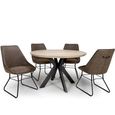 Manhattan Dining Table - Oak - 4 Seater - 120cm - Round - Black Spider Legs Base