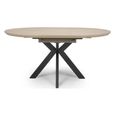 Manhattan Extending Dining Table - Oak - 4-6 Seater - 120cm-160cm - Oval - Black Spider Legs Base