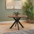 Manhattan Dining Table - Walnut - 4 Seater - 120cm - Round - Black Spider Legs Base