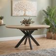Manhattan Extending Dining Table - Oak - 4-6 Seater - 120cm-160cm - Oval - Black Spider Legs Base