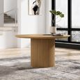 Timo Dining Table - Round - with Slatted Base - Lacquered Oak - Variation Available