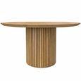 Timo Dining Table - Round - with Slatted Base - Lacquered Oak - Variation Available