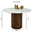 Opal Fluted Dining Table - 4 Seater - 120cm - Round - Pedestal - White Marble Top - Mango Wood