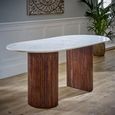 Opal Fluted Dining Table - 6 Seater - 170cm - Double Pedestal - White Marble Top - Mango Wood