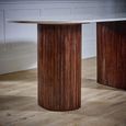 Opal Fluted Dining Table - 6 Seater - 170cm - Double Pedestal - White Marble Top - Mango Wood