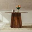 Slatted Dining Table - 4 Seater - 120cm - Round - Slatted - Mango Wood