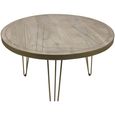 Dining Table - 4 Seater - 120cm - Round - Hairpin Legs - Gold Geometric Inlay - Light Mango Wood