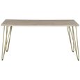 Dining Table - 6 Seater - 160cm - Hairpin Legs - Gold Geometric Inlay - Light Mango Wood