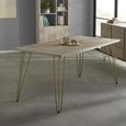 Dining Table - 6 Seater - 160cm - Hairpin Legs - Gold Geometric Inlay - Light Mango Wood