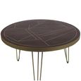Dining Table - 4 Seater - 120cm - Round - Hairpin Legs - Gold Geometric Inlay - Dark Mango Wood