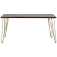 Dining Table - 6 Seater - 160cm - Hairpin Legs - Gold Geometric Inlay - Dark Mango Wood