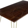 Dining Table - 6 Seater - 160cm - Hairpin Legs - Gold Geometric Inlay - Dark Mango Wood