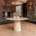 Fictus Travertine Beige 6 Seater Round Pedestal Dining Table