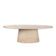 Fictus Travertine Beige 10 Seater Oval Pedestal Dining Table