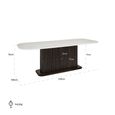 Mayfield White Marble Top 8 Seater Dining Table - Dark Wood Fluted Pedestal Base