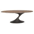 Russo Dining Table - 235cm - 10 Seater - Ellipse - Ash Brown - Travertine Top and Aluminium