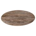 Russo Dining Table - 235cm - 10 Seater - Ellipse - Ash Brown - Travertine Top and Aluminium