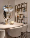 Clayton Lime Plaster 10 Seater Oval Pedestal Dining Table