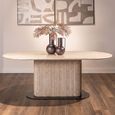 La Cantera Dining Table - 200cm - 8 Seater - Oval - Fluted Base - Beige - Travertine