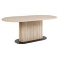 La Cantera Dining Table - 200cm - 8 Seater - Oval - Fluted Base - Beige - Travertine