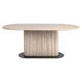 La Cantera Dining Table - 200cm - 8 Seater - Oval - Fluted Base - Beige - Travertine
